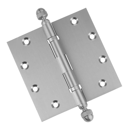 Embassy 5 x 5 Solid Brass Ball Bearing Hinge, Satin Nickel Finish Acorn Tips 5050BBUS15A-1